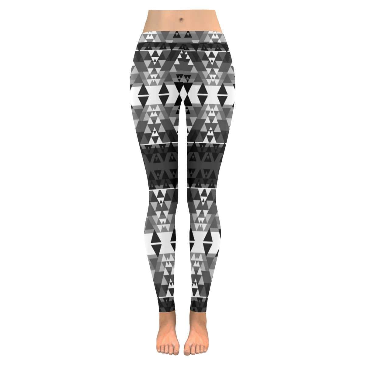 Writing on Stone Black and White Low Rise Leggings (Invisible Stitch) (Model L05) Low Rise Leggings (Invisible Stitch) (L05) e-joyer 