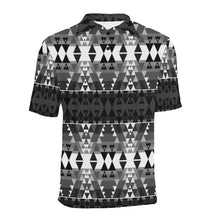 Load image into Gallery viewer, Writing on Stone Black and White Men&#39;s All Over Print Polo Shirt (Model T55) Men&#39;s Polo Shirt (Model T55) e-joyer 
