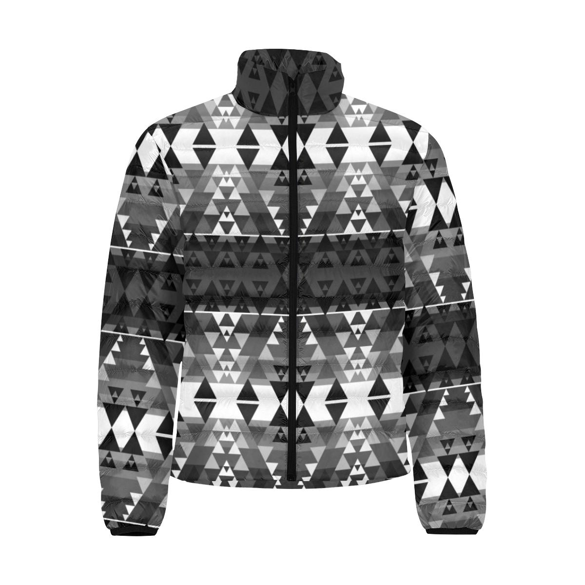 Writing on Stone Black and White Men's Stand Collar Padded Jacket (Model H41) Men's Stand Collar Padded Jacket (H41) e-joyer 