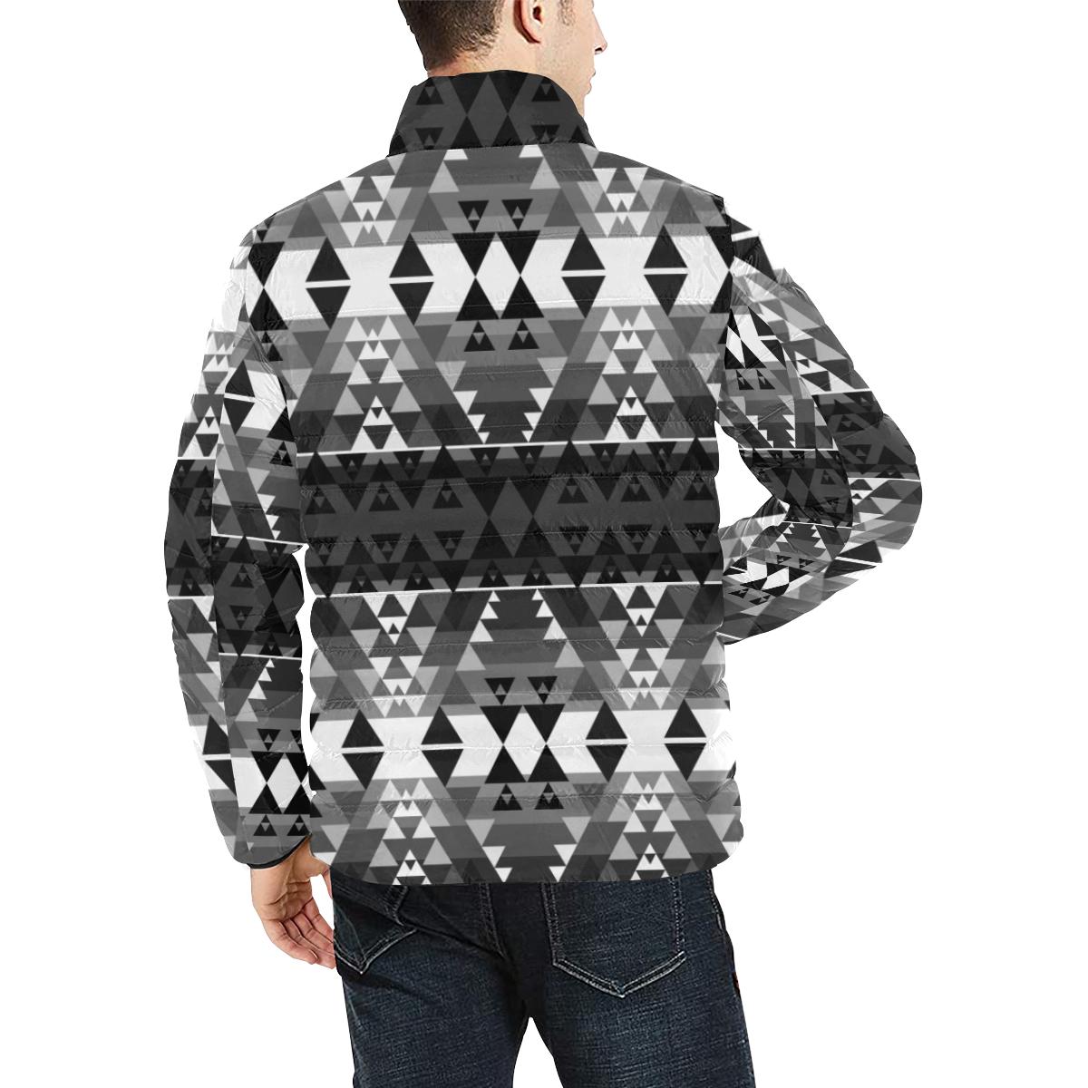 Writing on Stone Black and White Men's Stand Collar Padded Jacket (Model H41) Men's Stand Collar Padded Jacket (H41) e-joyer 