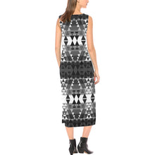 Load image into Gallery viewer, Writing on Stone Black and White Phaedra Sleeveless Open Fork Long Dress (Model D08) Phaedra Sleeveless Open Fork Long Dress (D08) e-joyer 
