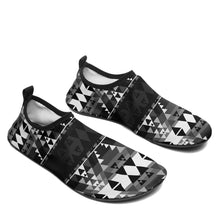 Load image into Gallery viewer, Writing on Stone Black and White Sockamoccs Kid&#39;s Slip On Shoes 49 Dzine 
