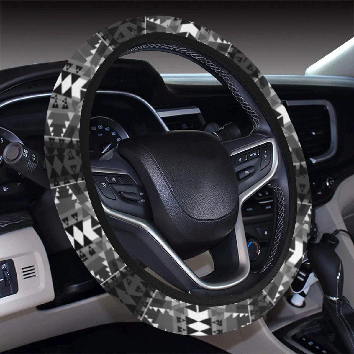 Writing on Stone Black and White Steering Wheel Cover with Elastic Edge Steering Wheel Cover with Elastic Edge e-joyer 