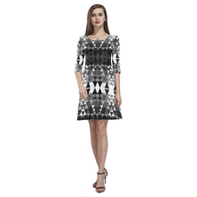 Load image into Gallery viewer, Writing on Stone Black and White Tethys Half-Sleeve Skater Dress(Model D20) Tethys Half-Sleeve Skater Dress (D20) e-joyer 
