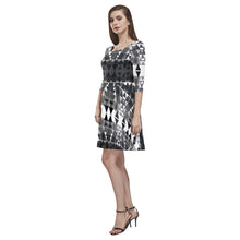 Load image into Gallery viewer, Writing on Stone Black and White Tethys Half-Sleeve Skater Dress(Model D20) Tethys Half-Sleeve Skater Dress (D20) e-joyer 
