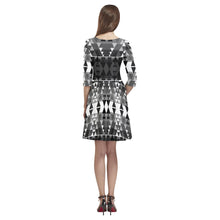 Load image into Gallery viewer, Writing on Stone Black and White Tethys Half-Sleeve Skater Dress(Model D20) Tethys Half-Sleeve Skater Dress (D20) e-joyer 
