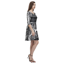 Load image into Gallery viewer, Writing on Stone Black and White Tethys Half-Sleeve Skater Dress(Model D20) Tethys Half-Sleeve Skater Dress (D20) e-joyer 
