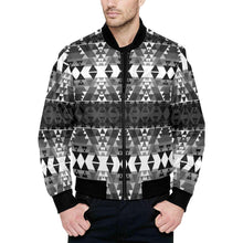 Load image into Gallery viewer, Writing on Stone Black and White Unisex Heavy Bomber Jacket with Quilted Lining All Over Print Quilted Jacket for Men (H33) e-joyer 
