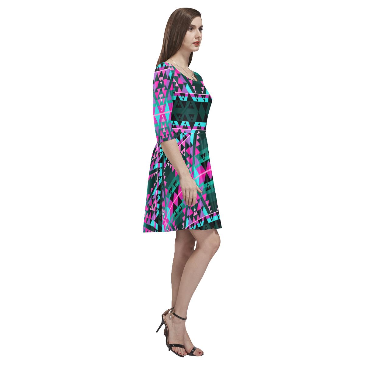 Writing on Stone Sunset Tethys Half-Sleeve Skater Dress(Model D20) Tethys Half-Sleeve Skater Dress (D20) e-joyer 