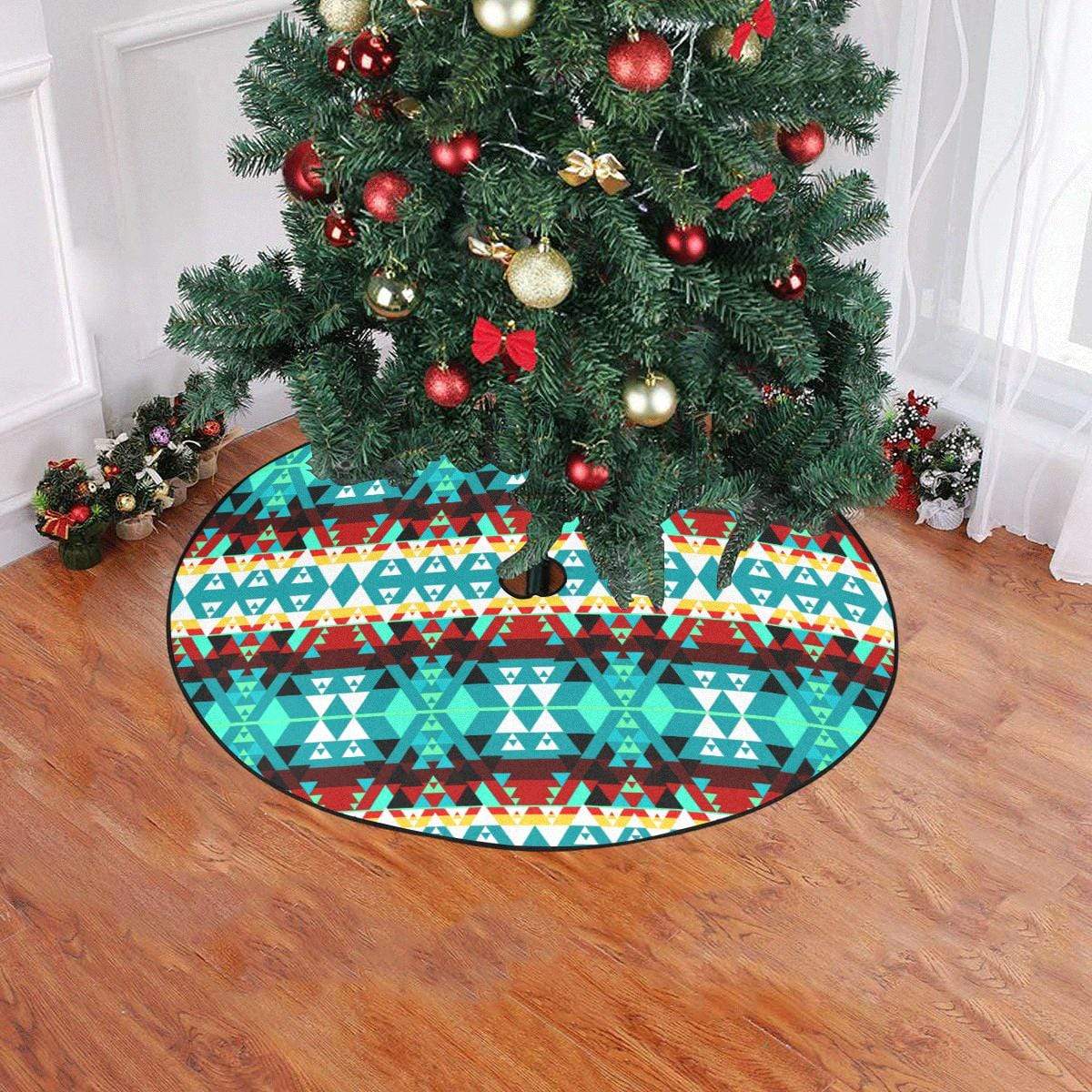 Writing on Stone Wheel Christmas Tree Skirt 47" x 47" Christmas Tree Skirt e-joyer 