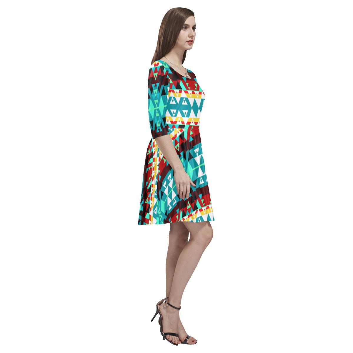 Writing on Stone Wheel Tethys Half-Sleeve Skater Dress(Model D20) Tethys Half-Sleeve Skater Dress (D20) e-joyer 