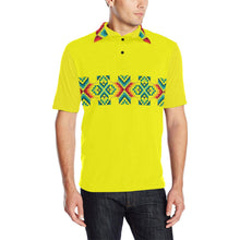 Load image into Gallery viewer, Yellow Blanket Strip - I Men&#39;s All Over Print Polo Shirt (Model T55) Men&#39;s Polo Shirt (Model T55) e-joyer 
