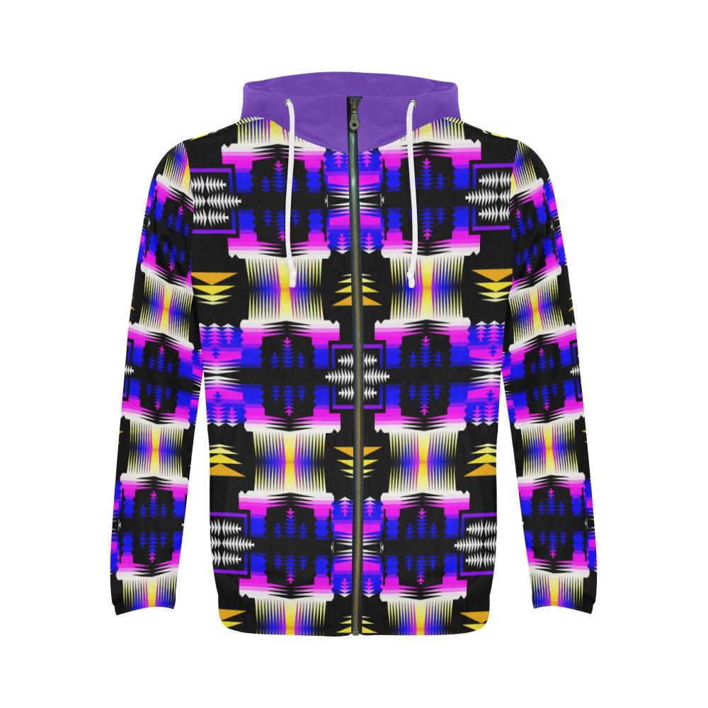 Yellow Moon Shadow Sage All Over Print Full Zip Hoodie for Men (Model H14) All Over Print Full Zip Hoodie for Men e-joyer 