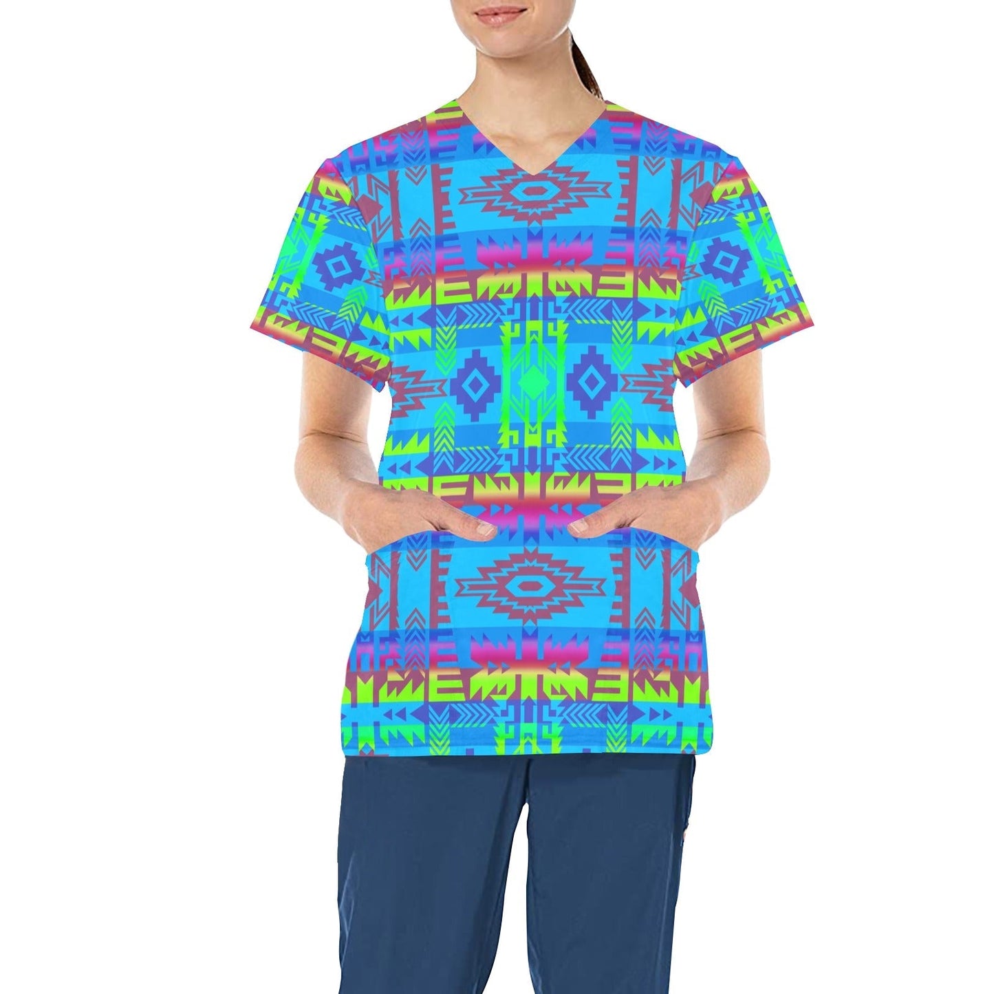 Young Journey All Over Print Scrub Top Scrub Top e-joyer 